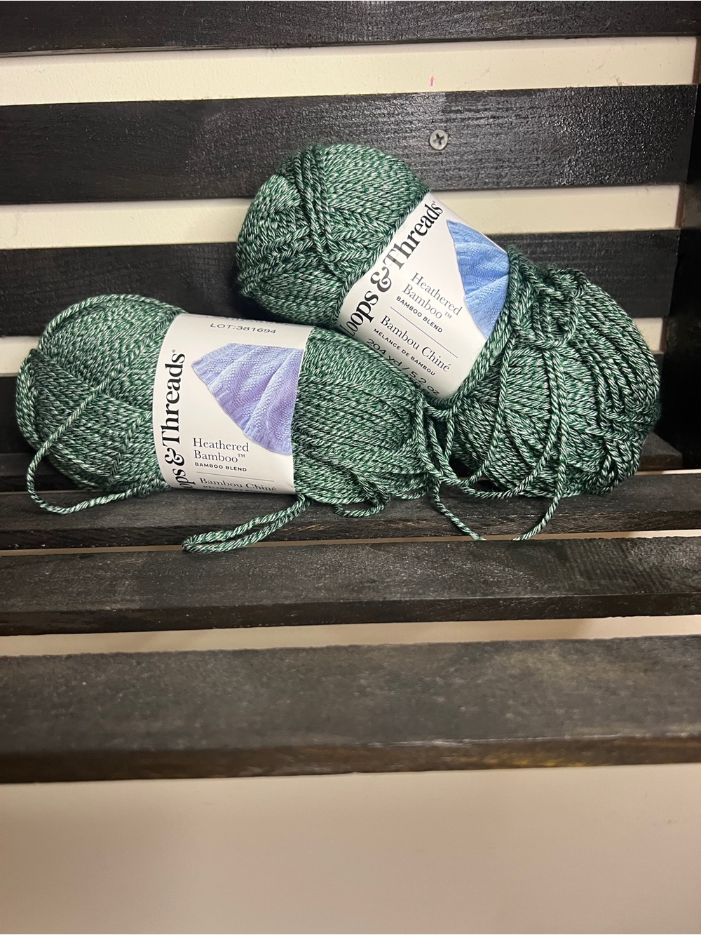 Bundle of 2 Heathered Bamboo Green Yarn - Soft Green Skeins